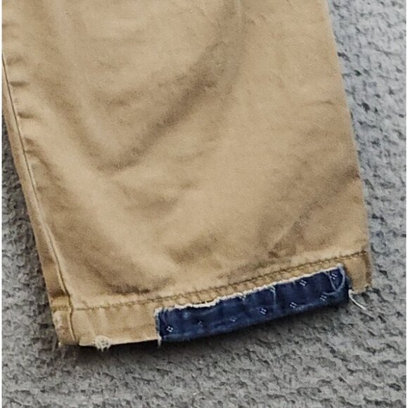 American Eagle Pants Mens 30x34 Slim Straight Chino Canvas Distressed Patched - Picture 8 of 15
